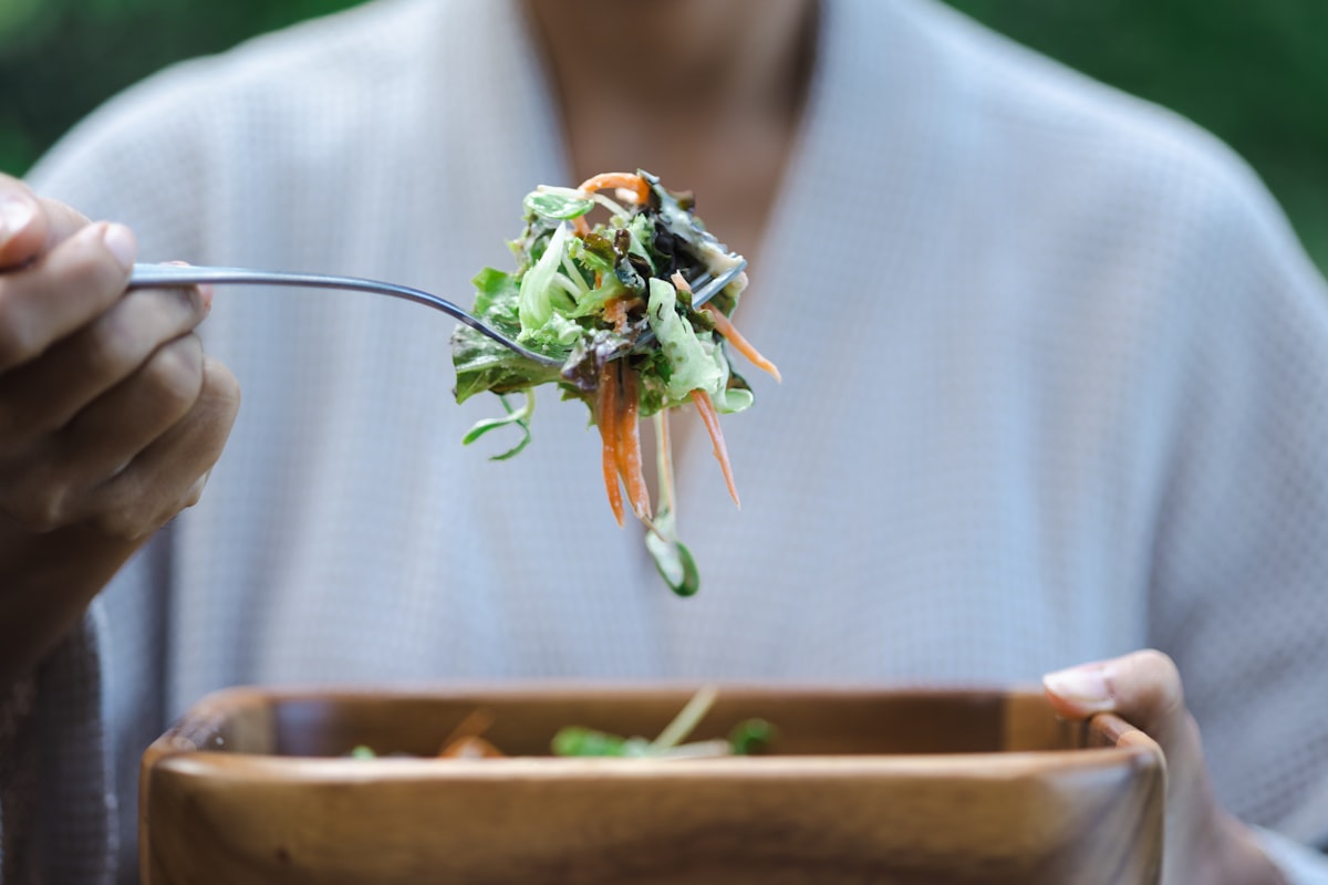 Active person with healthy meal